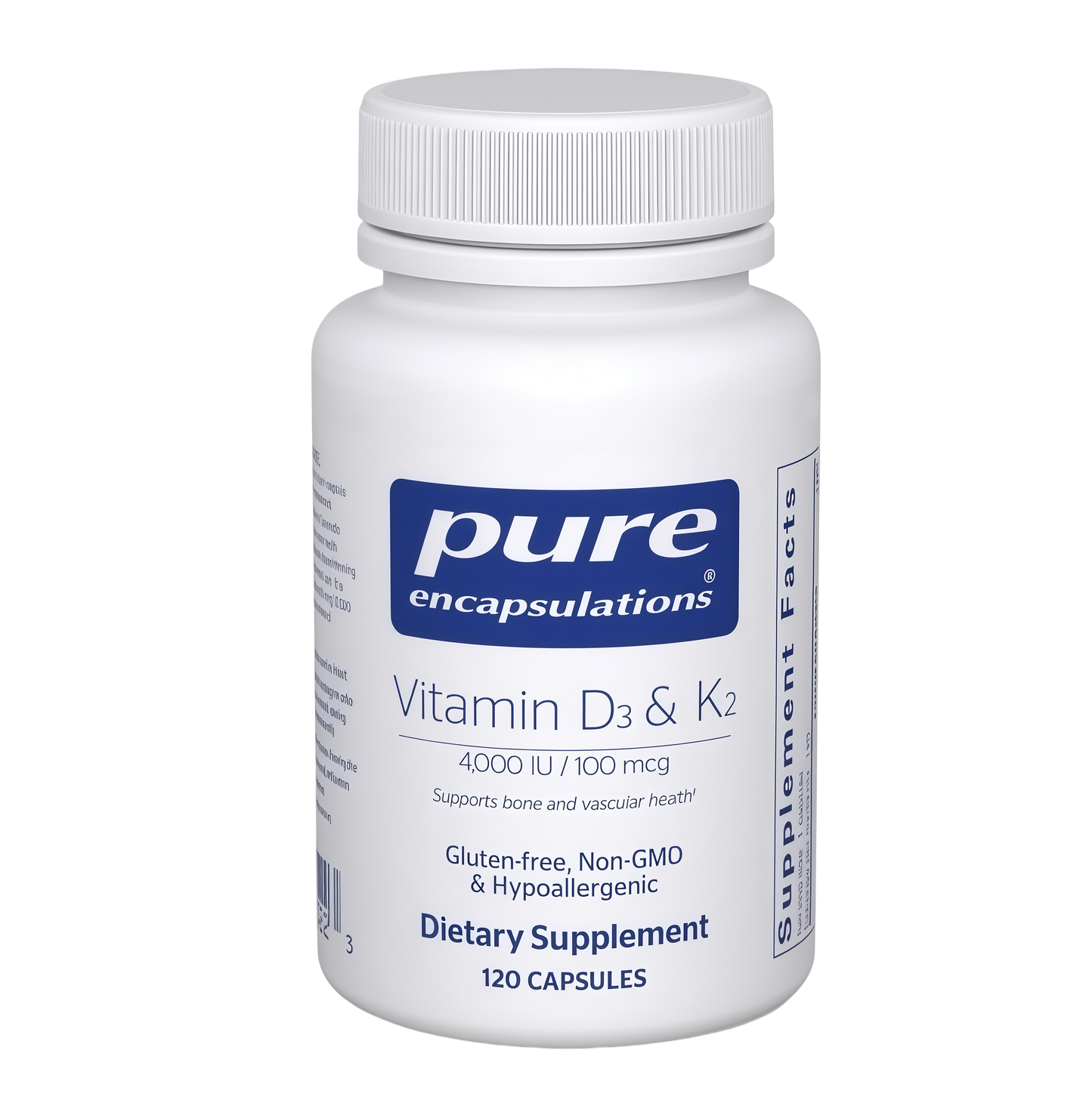 Pure Encapsulations Vitamin D3 & K2 - Bone & Vascular Health Support - Immune Function* - Gluten Free - Non-GMO - 120 Capsules